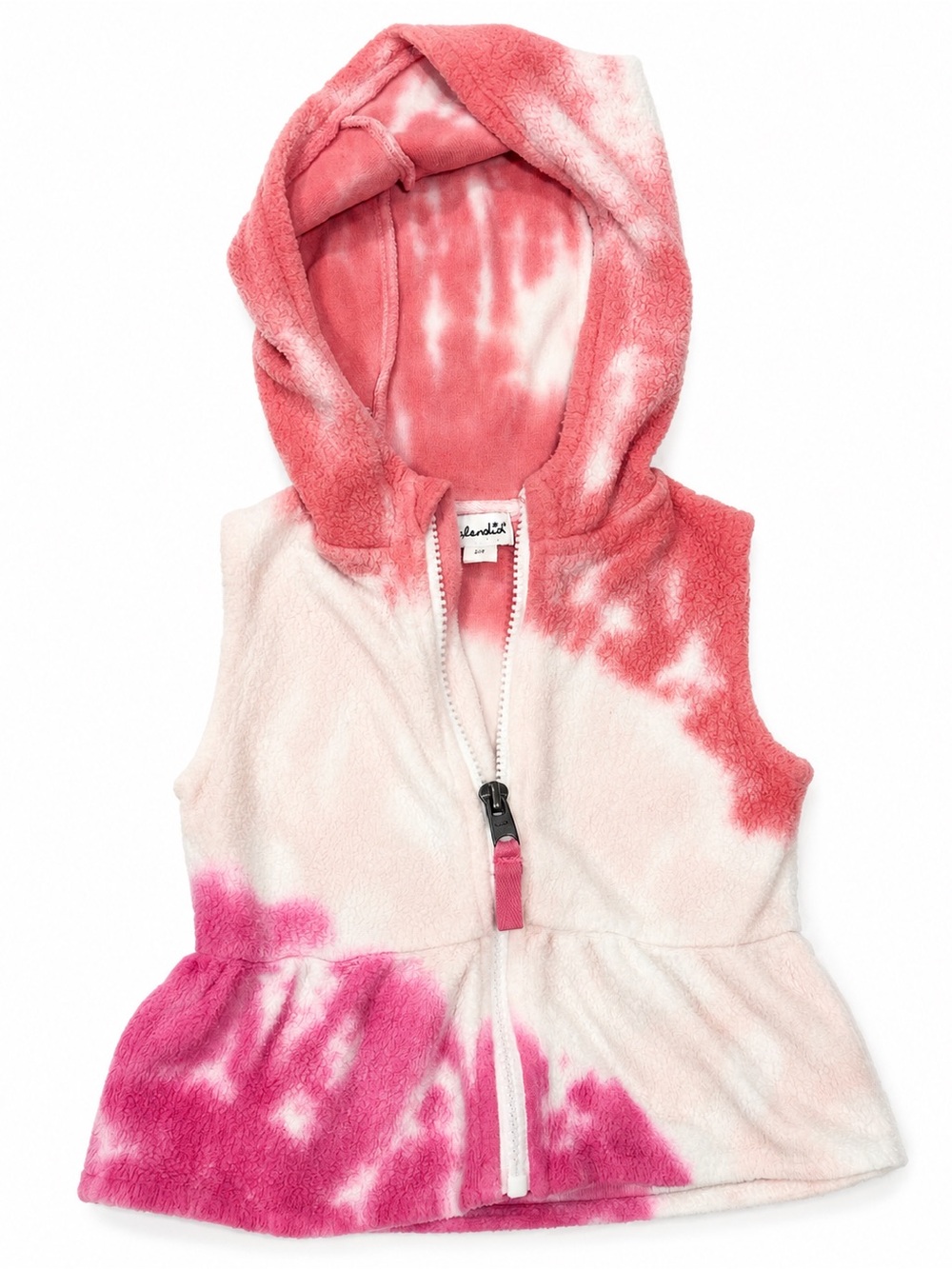 Splendid Baby Girl Tie Dye Fleece Hooded Vest Pink 6-12 Months